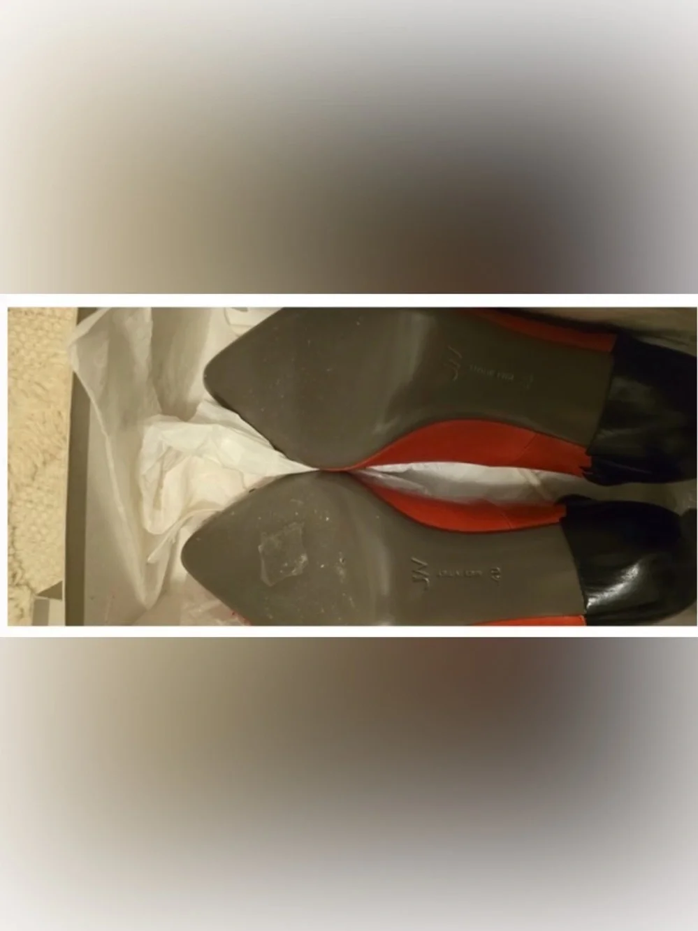 Vintage made in Italy Jason Wu Women's Red black Stitched Pointed-Toe Pumps